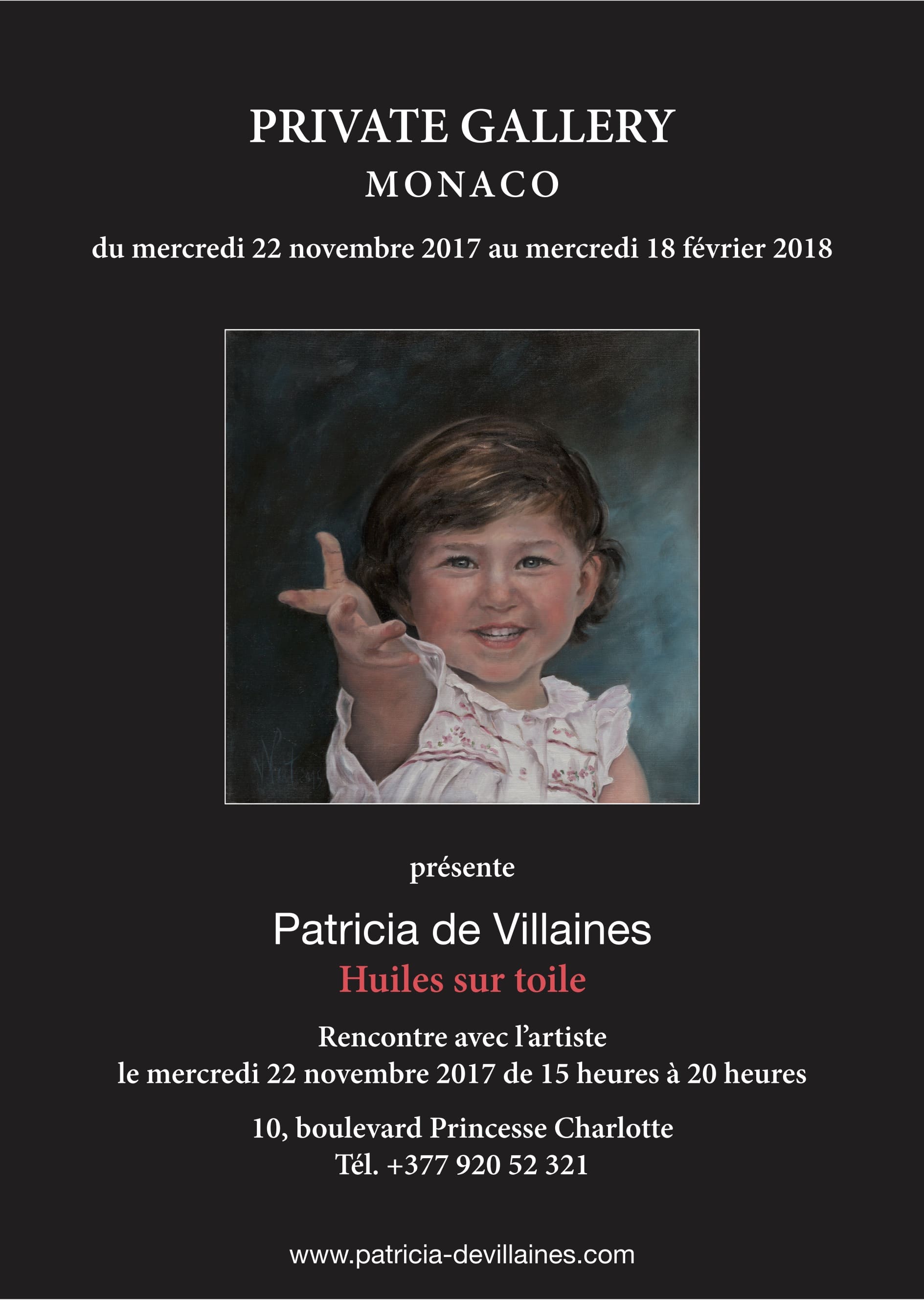 affiche patricia de villaines a monaco fevrier 2018 prince de monaco galerie monaco exposition monaco